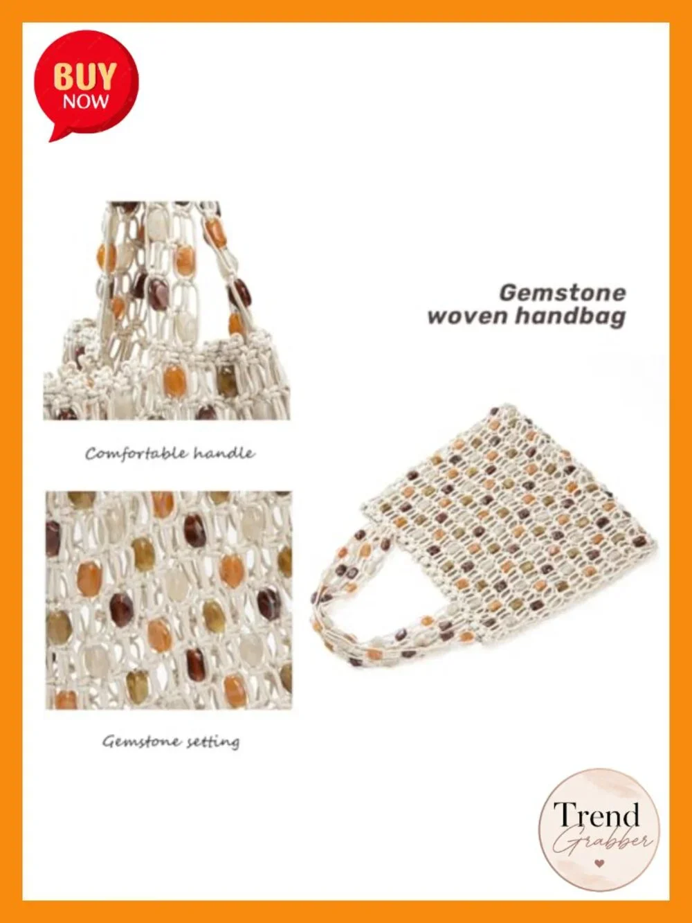 Handmade Boho Crochet Beaded Hobo Bag Shoulder Tote Lightweight Beach Purse